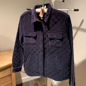 Quilted velvet shacket